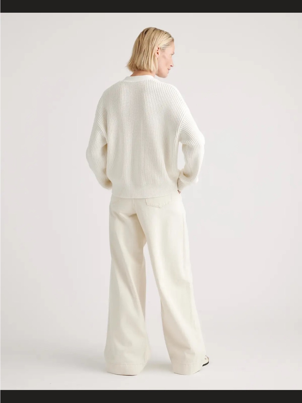 EUC Quince 100% organic cotton fisherman boxy cropped cardigan - Picture 4 of 8